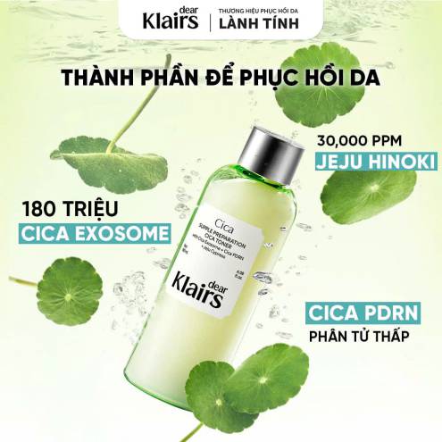 Nước Hoa Hồng Klairs Supple Preparation Cica Toner 180ml