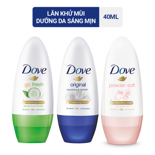 Lăn Khử Mùi Dove Dưỡng Ẩm, Giảm Thâm Vùng Da Dưới Cánh Tay 40ml 