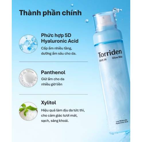 Xịt dưỡng căng bóng Torriden DIVE IN GLOW MIST 120ml