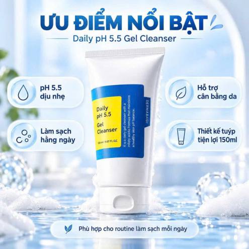 Sữa Rửa Mặt Dermabagi Daily pH 5.5 Gel Cleanser Giúp Làm Sạch Dịu Nhẹ Làn Da Mỗi Ngày 150ml