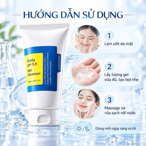 Sữa Rửa Mặt Dermabagi Daily pH 5.5 Gel Cleanser Giúp Làm Sạch Dịu Nhẹ Làn Da Mỗi Ngày 150ml