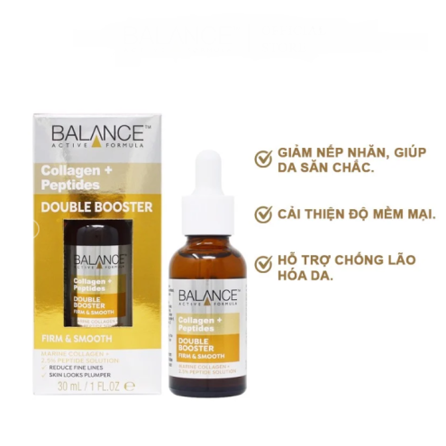 Tinh Chất Dưỡng Ngăn Ngừa Lão Hóa, Giảm Nếp Nhăn Balance Active Formula Collagen + Peptides Double Booster 30ml
