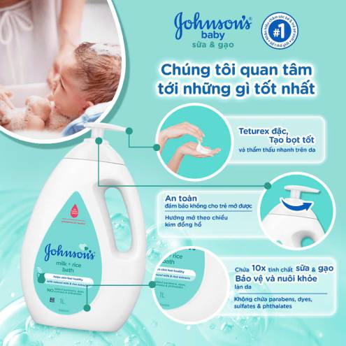  SỮA TẮM GỘI JOHNSON’S MILK + RICE BABY BATH 1000ML 