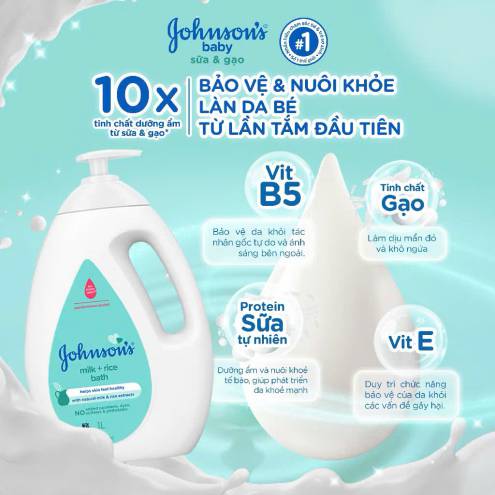  SỮA TẮM GỘI JOHNSON’S MILK + RICE BABY BATH 1000ML 