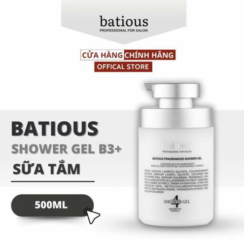 Sữa tắm trắng da Batious B3+ dưỡng da sáng mịn và chống lão hóa - Chai 500ml