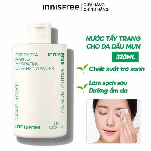 Nước Tẩy Trang Cho Da Dầu Mụn Innisfree Green Tea Amino Hydrating Cleansing Water 320ml