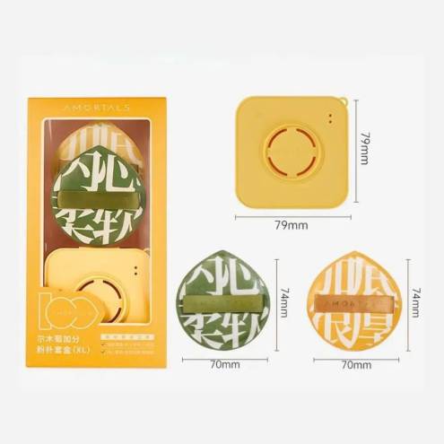 Bông mút trang điểm amortals set hộp mút cushion kèm 2 mút xl amortals 
