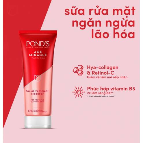 Sữa rửa mặt ngăn ngừa lão hóa Ponds Age Miracle 100g 