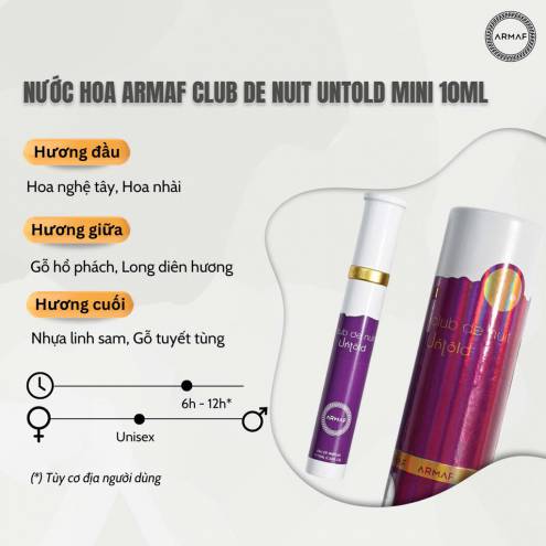 Nước hoa Armaf Club De Nuit Untold 10ml ( dạng lăn)