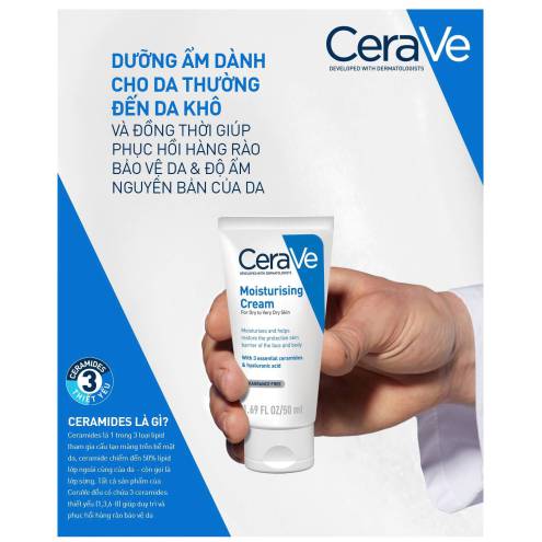 Kem dưỡng ẩm phục hồi chuyên sâu và giữ da ẩm mịn suốt 48H CERAVE MOISTURISING CREAM 50ML