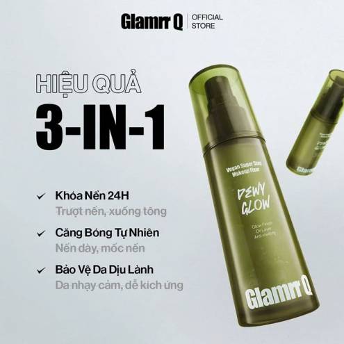 Xịt Khóa Nền Cố Định Trang Điểm Thuần Chay Cho Da Nhạy Cảm Glamrr Q Vegan Super Makeup Fixer