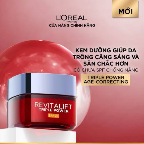 Kem Dưỡng Ban Ngày Giúp Sáng Da Căng Bóng & Ngăn Ngừa Lão Hoá L'Oreal Paris Revitalift Triple Power Age-Correcting Cream Day