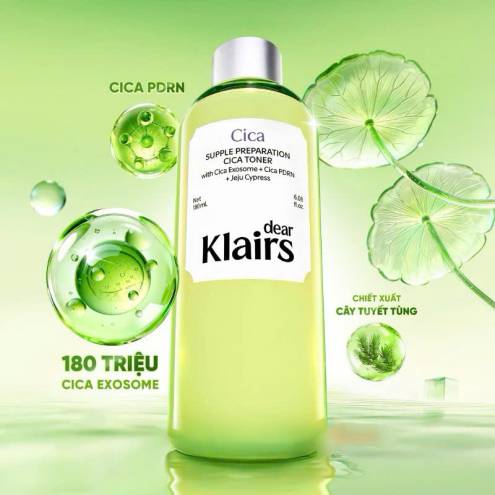 Nước Hoa Hồng Klairs Supple Preparation Cica Toner 180ml
