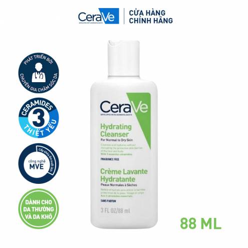 [88ml] Sữa Rửa Mặt Dành Cho Da Khô Cerave Hydrating Facial Cleanser For Normal To Dry Skin 