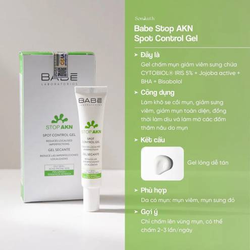 Gel Chấm Mụn Babe Stop AKN Spot Control Gel 8ml