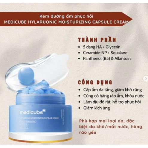 Kem dưỡng viên nang cấp ẩm và dịu da Medicube Hyaluronic Moisturizing Capsule Cream 50gr