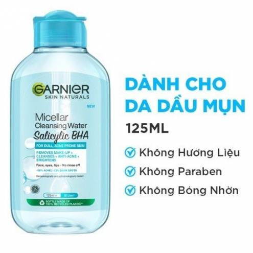 Nước Tẩy Trang Garnier Skin Naturals Micellar Cleansing Water Salicylic BHA 125Ml