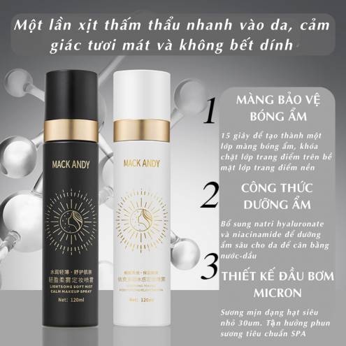 Xịt Khoáng Khóa Lớp Trang Điểm MACK ANDY Light and Soft Mist Makeup Setting Spray 120ml