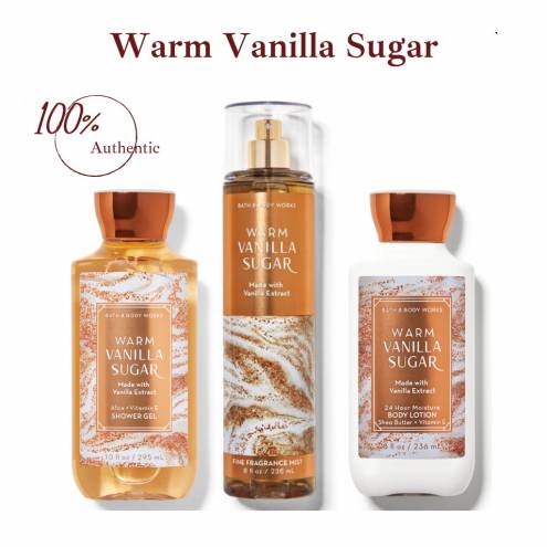 Bộ Sản Phẩm Mist Xịt Toàn Thân, Gel Tắm, Lotion Bath & Body Works Warm Vanilla Sugar  