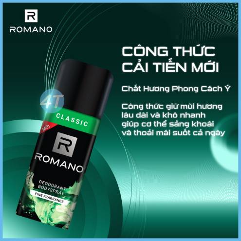 Xịt Khử Mùi Romano Hương Nước Hoa Classic 150ml