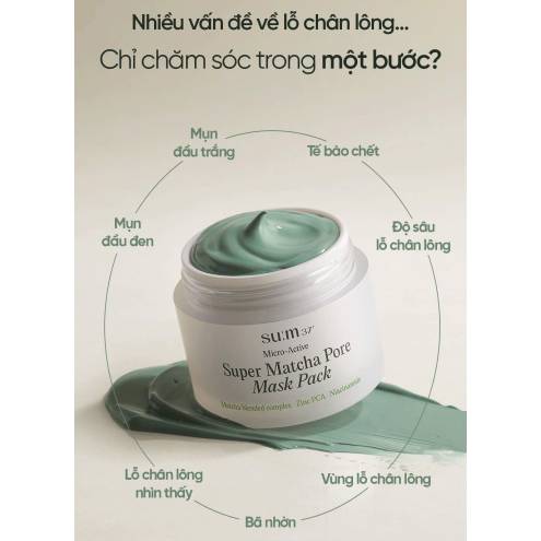 Mặt Nạ Matcha Làm Dịu Da Sạch Sâu Su:m37 Micro-Active Super Matcha Pore Mask Pack 10ml