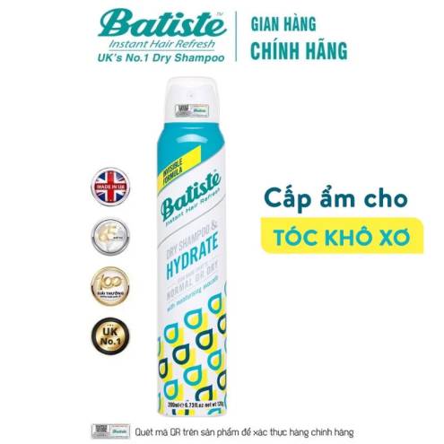 Dầu Gội Khô Batiste Dry Shampoo 200ml (Mẫu Mới) 