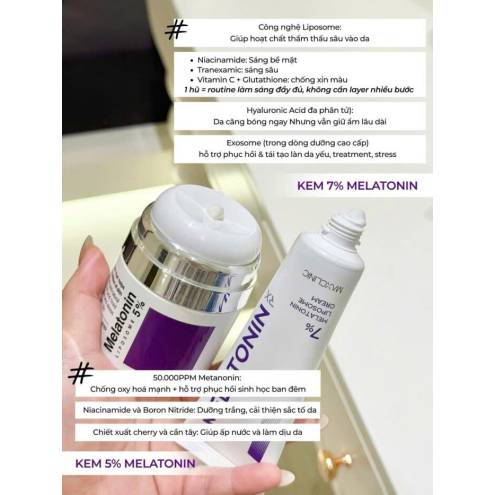 Kem Dưỡng Hỗ Trợ Làm Sáng Và Cải Thiện Nếp Nhăn 7% Melatonin Liposome Maxclinic Melatoninshot Cream 50ml