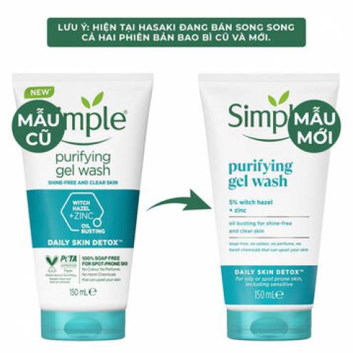 Gel Rửa Mặt Không Chứa Xà Phòng Kiềm Dầu, Ngừa Mụn Cho Da Nhạy Cảm Simple Purifying Gel Wash