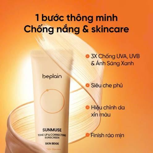 Kem Chống Nắng Nâng Tông Beplain Sunmuse Tone Up & Correcting Sunscreen Skin Beige 50ml