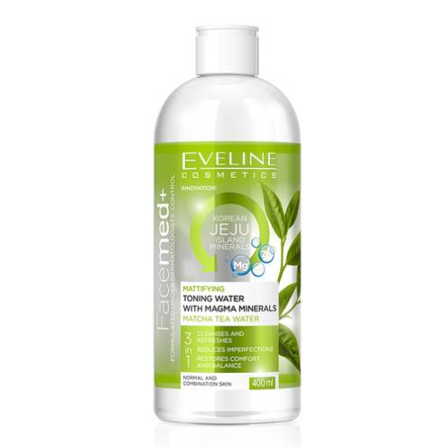 Nước hoa hồng Eveline Facemed+ kiềm dầu với khoáng chất Magma 400ML