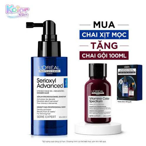 Tinh chất mọc tóc dày hơn L'Oréal Serioxyl Denser Hair - 90ml  (kèm gội cho tóc nhuộm 100ml)