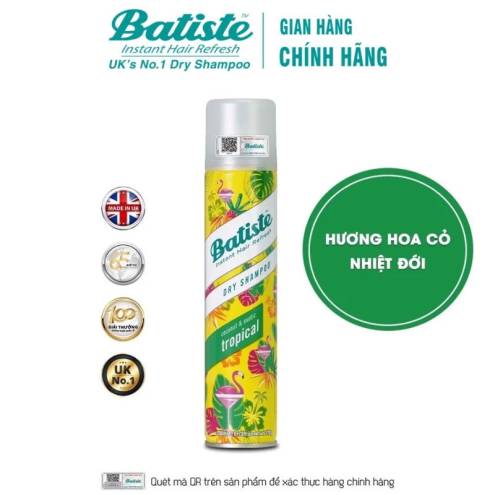 Dầu Gội Khô Batiste Dry Shampoo 200ml (Mẫu Mới) 