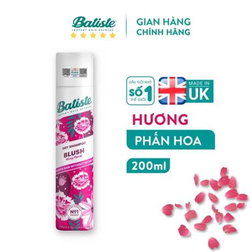 Dầu Gội Khô Batiste Dry Shampoo 200ml (Mẫu Mới) 