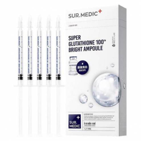 (Nguyên hộp) Tinh chất truyền trắng Sur.Medic Super Glutathione 100 Bright Ampoule 1g x 10ea