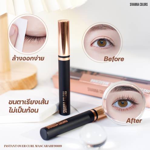 Chuốt Mi Sivanna Làm Cong và Dày Mi, Chống Nước và Dễ Tẩy Trang, Đầu Thép - Mascara Sivanna Instant Over Curl HF9009 