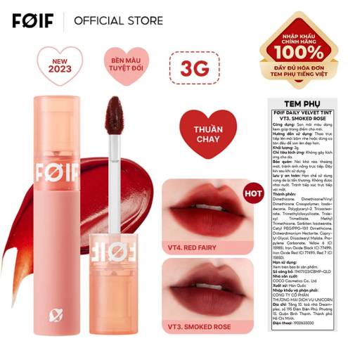 [FOIF by MERZY] Son Kem Lì Hàn Quốc Thuần Chay, Mịn Mượt Lâu Trôi Foif Daily Velvet Tint  