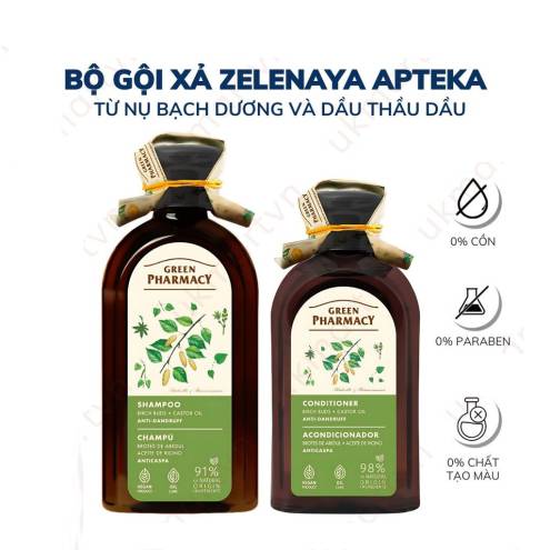 Dầu gội Green Pharmacy ngăn ngừa gàu chiết xuất nụ bạch dương 350ml