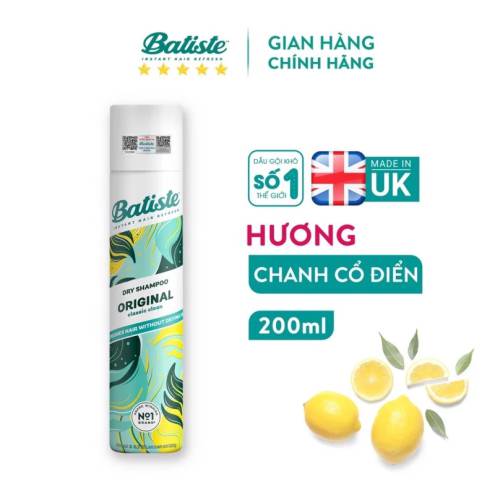 Dầu Gội Khô Batiste Dry Shampoo 200ml (Mẫu Mới) 