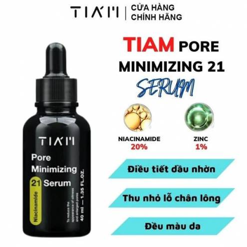 Serum Tiam Tinh Chất Kiểm Soát Dầu Nhờn, Thu Nhỏ Lỗ Chân Lông, Làm Đều Màu Da Niacinamide 20% + Zinc 1% Tiam Pore Minimizing 21 Serum 40ml