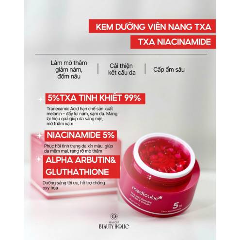 Kem dưỡng viên nang sáng da, mờ thâm Medicube TXA + 5% Niacinamide Capsule Cream 55gr