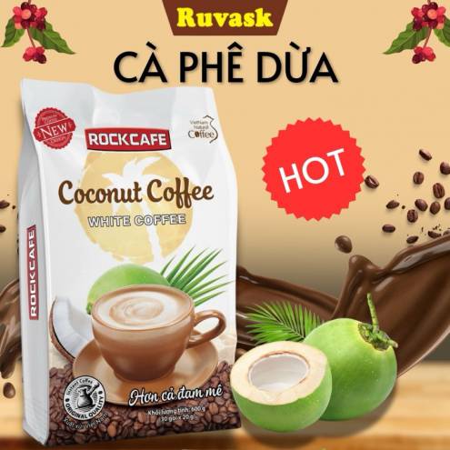 Rockcafe VỊ DỪA Túi 30 gói x 20 g - Cà Phê Sữa Dừa Rockcafe