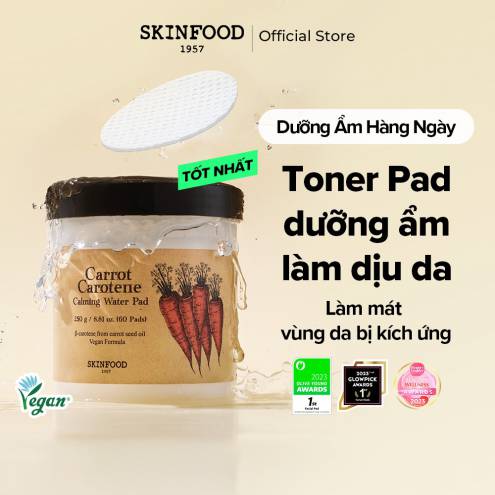 Bông Dưỡng Da Skinfood Carrot Carotene Calming Water Pad 250g (60 Pads)