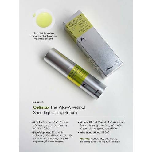 Tinh Chất Dưỡng Mờ Thâm Nám Celimax The Vita-A Retinol Shot Tightening Serum