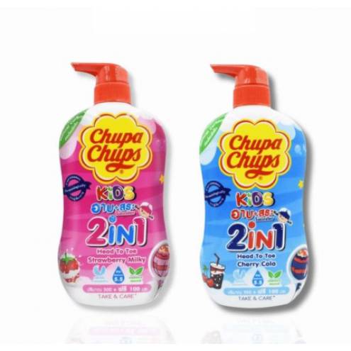 Sữa tắm gội toàn thân hương sữa dâu cho bé Chupa Chups Kid 2 in 1 600ml Thái Lan 