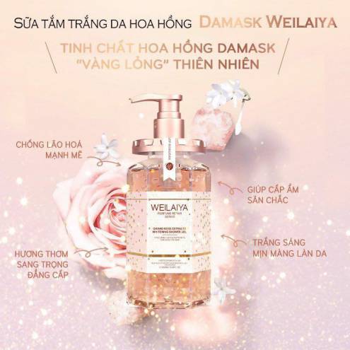 Sữa Tắm Trắng Da Weilaiya Tủy Mật Hoa Hồng DaMask Weilaiya Grand Rose Extracts Whitening Shower Gel 450ml