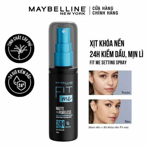 Xịt Khóa Nền, Cố Định Trang Điểm Kiềm Dầu, Mịn Lì Maybelline Fit Me Matte Poreless Setting Spray 60ml