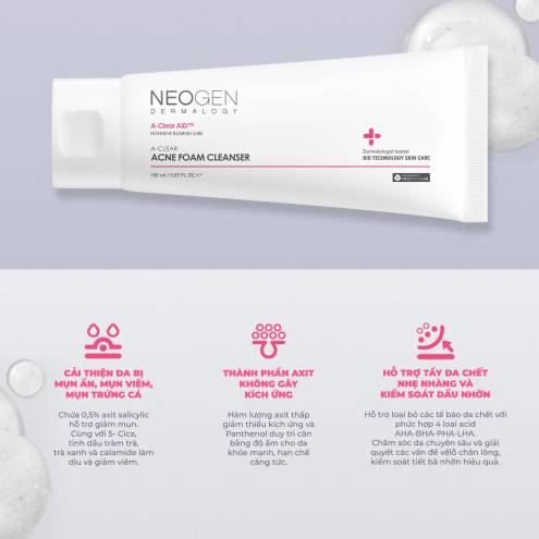 Sữa Rửa Mặt Dạng Gel Làm Sạch Sâu Cho Da Dầu Mụn Neogen Dermalogy A-clear Acne Foam Cleanser