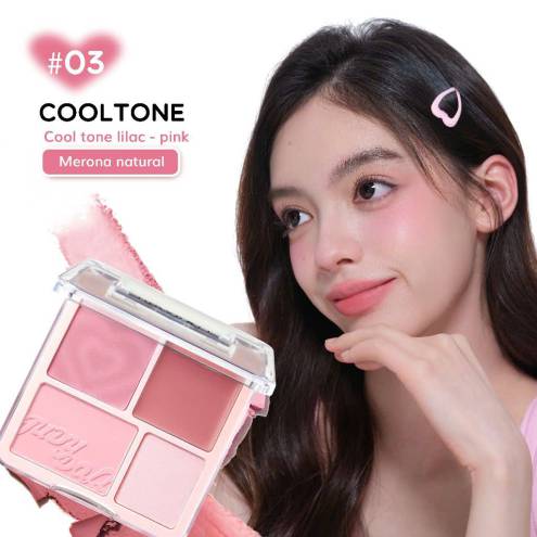 Bảng Phấn Má Hồng Judydoll Bắt Sáng 4 Ô Tông Lì Đa Năng Blush&Highlight Palette 9g