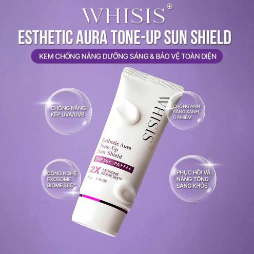 Kem Chống Nắng Nâng Tông & Dưỡng Sáng Da WHISIS Esthetic Aura Tone-Up Sun Shield SPF50+/PA++++ 50g