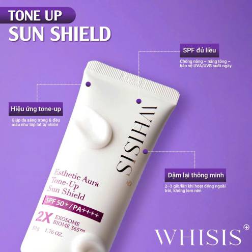 Kem Chống Nắng Nâng Tông & Dưỡng Sáng Da WHISIS Esthetic Aura Tone-Up Sun Shield SPF50+/PA++++ 50g